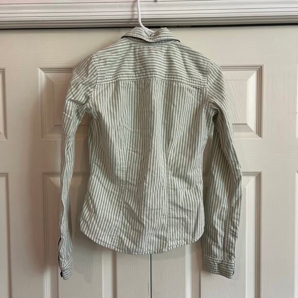 Abercrombie & Fitch Women's Striped Button-Down Shirt Size XS Moose Preppy - Picture 2 of 9